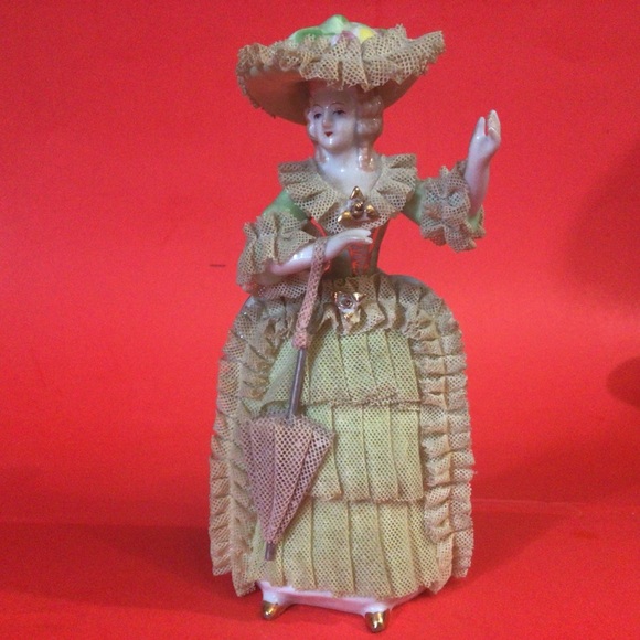 NIPPON YOKO BOEKI DRESDEN STYLE LADY FIGURINE WITH PARASOL 1950,S - Picture 8 of 11